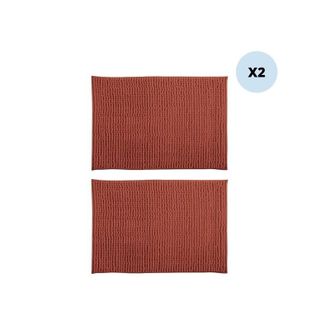MSV Juego De 2 Alfombras De Ba&ntilde;o De Microfibra Chenille 40x60 Cm Terracota Msv
