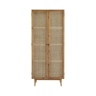 Tikamoon Armario de pino y rejilla de rat&aacute;n