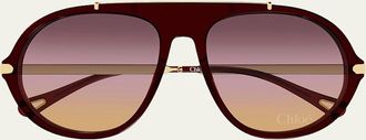 Chlo&eacute; 58mm Acetate & Metal Aviator Sunglasses