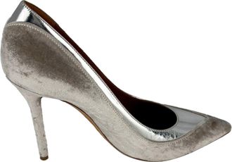 Malone Souliers Pointed Pumps in Silver Velvet