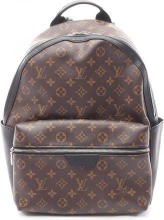 Louis Vuitton Black Brown Coated Canvas Leather Backpack Handbag (Pre-Owned)