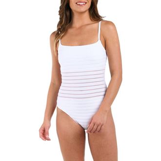 La Blanca Fluid Lines One-Piece Swimsuit in White at Nordstrom Rack, Size 12