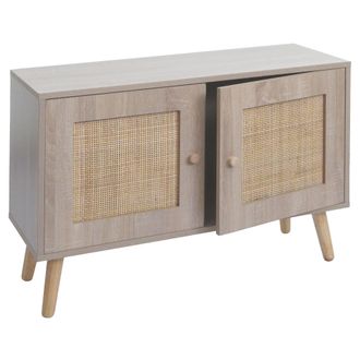 Hhg C&oacute;moda Hhg 216, Mueble Aparador Highboard, Compartimentos De Almacenaje, Madera De Rat&aacute;n Kubu Melamina, Aspecto Roble