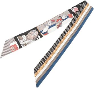 Herm&egrave;s 2000-2025 Grand Theatre Nouveau Silk Twilly Scarf scarves - Marrone