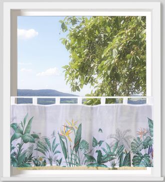 Weckbrodt-Gardinen Scheibengardine »Strelitzie« Schlaufen 1 Stk. tlg. Bistro, Voile, bedruckt, transparent, HxB 45x120cm, Gardine, Store