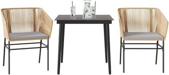 vidaXL Juego De Comedor Jard&iacute;n 3 Piezas Cojines Rat&aacute;n Sint&eacute;tico Marr&oacute;n Vidaxl