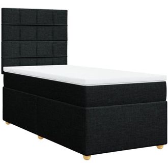 vidaXL Cama Box Spring Con Colch&oacute;n Tela Negro 90x190 Cm Vidaxl