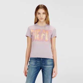 Diesel Slim jersey T-shirt with graphic print - T-Shirts - Woman - Violet