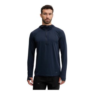 Helly Hansen Shine Solen Half-Zip Hoodie - Heren - Outdoor shirts - Blauw - L - Fitness
