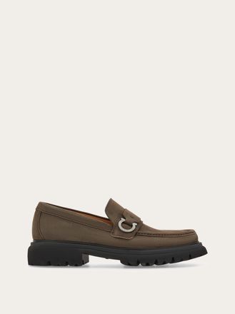 Ferragamo Men Loafer with Gancini ornament Grey Size 10.5
