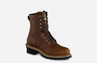 Red Wing Shoes Mens 8-Inch Waterproof Leather Safety Toe Logger Boot In Brown