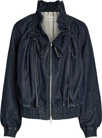Dries Van Noten Voly Ruffled Denim Jacket - Indigo - 42 (UK14 / L)