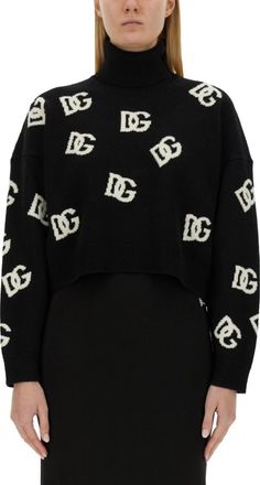 Dolce & Gabbana Black Logo Turtle Neck Sweater