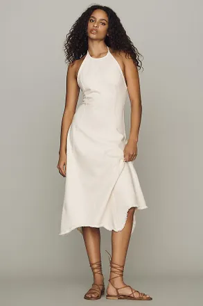 Pilcro Denim Halter Hanky Hem Midi Dress