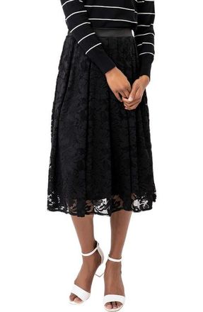 Gibsonlook Party Lace Midi Skirt in Black at Nordstrom, Size Medium