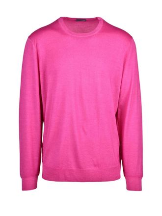 Drumohr Fuchsia Extrafine Merino Wool Crewneck Sweater