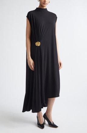 Bottega Veneta Cape Back Crepe Jersey Midi Dress in 1000 Black at Nordstrom, Size 8 Us