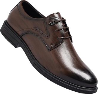 Generic Mens Oxford Leather Shoes Low Top British Style Fashion Business Dress Footwear for Office Work and Formal Occasions(Brown,8.5)