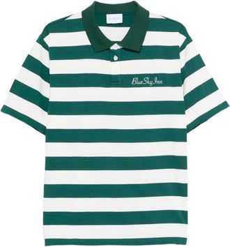 Blue Sky Inn Polo a righe con ricamo - Verde