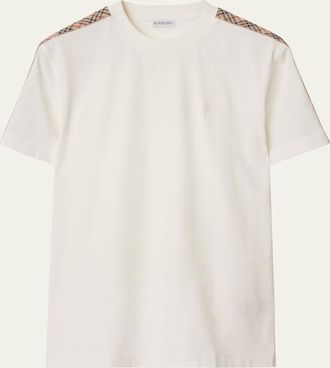 Burberry Mens Check Shoulder-Tape T-Shirt