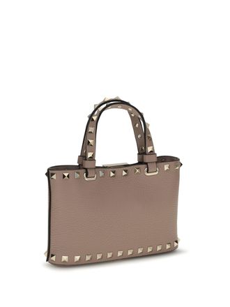 Valentino Garavani Womens Mini Handbag Rockstud Shopping Poudre Calfskin Powder Calf Leather Handbags Hand Bags