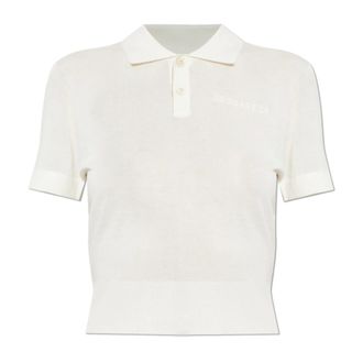 Dsquared2 Polo Shirts, female, Beige, Size: 2XS Polo Shirt with Embroidered Logo