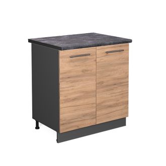 Vicco Armario Bajo Para Fregadero Fame-line, Roble Dorado, 80 Cm, Et Antracita Vicco