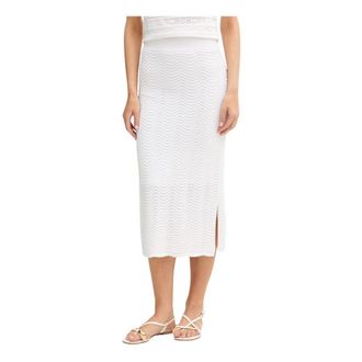 Joseph Ribkoff Rokken, Dames, Wit, M, Nylon, Rok met hoge taille en ribbels