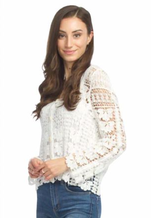 Papillon Crochet Floral Cardigan In White