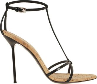 PARIS TEXAS Lidia Sandalen met T-band - Dames - Sandalen met hakken - Zwart - 41 EU - Leer - Schoenen