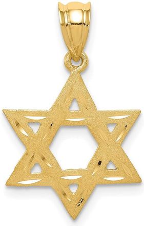 Diamond2Deal 14k Yellow Gold Solid Satin Star of David Charm Pendant