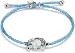 UNOde50 Blue Thread Bracelet with Pearl Shell Trimmings Plated in Sterling Silver at Nordstrom, Size Medium