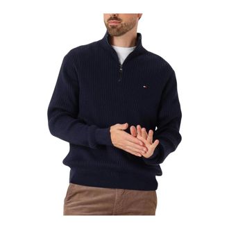 Tommy Hilfiger Truien & Vesten, Heren, Blauw, 2Xl, Katoen, Pima Org Ctn Cash Structure Zip Mock