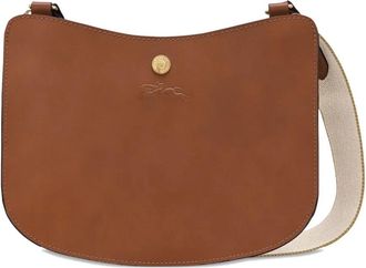 Longchamp Borsa a spalla piccola con logo goffrato - Marrone