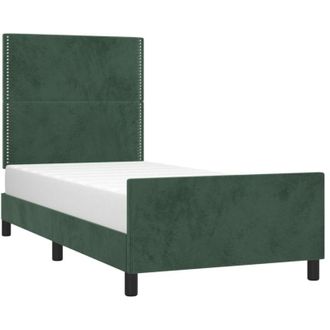 vidaXL Estructura De Cama Sin Colch&oacute;n Terciopelo Verde Oscuro 90x200cm Vidaxl