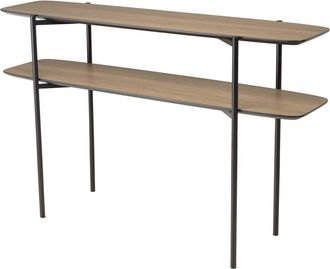 Macabane Consola doble 120x33cm color moka patas de metal negro