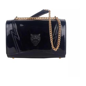 Plein Sport Cross Body Bags, female, Black, Size: ONE SIZE Black Logo Chain Shoulder Bag