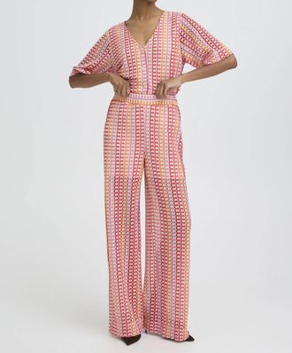 b.young Prisca Pull On Trouser In Raspberry Rose Multi