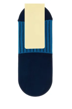 Gallo Mens Two-Tone Stretch Cotton Blend Invisible Socks Blue Calze