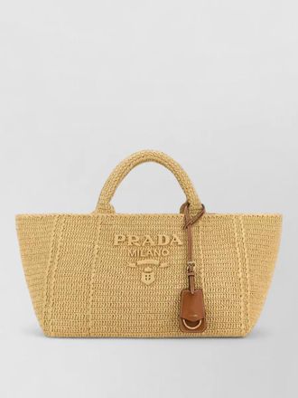 Prada raffia beach shopping bag top handles