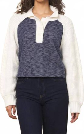 Vintage Havana A Mixed Knit Collared Sweater In Blue