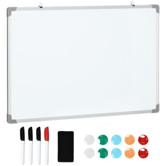 OEM Pizarra Blanca Magn&eacute;tica Pizarra De Borrado En Seco Con Borrador 4 Rotuladores Y 10 Imanes 90x60 Cm Blanco