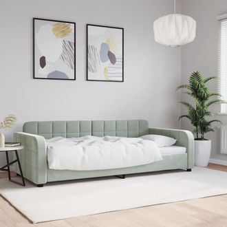 vidaXL Sof&aacute; Cama Sin Colch&oacute;n Terciopelo Gris Claro 90x190 Cm Vidaxl