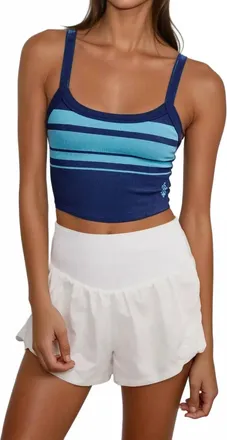 Free People All Clear Striped Cami In Midnight Navy Combo