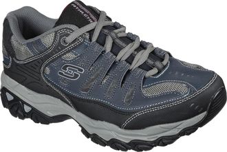 Skechers Mens Afterburn Memory-Foam Lace-up Sneaker, Navy, 14 D (M)