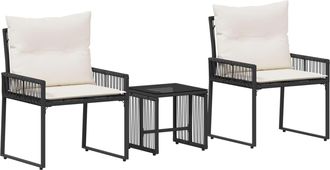 vidaXL Juego De Muebles De Exterior 7 Uds. Negro Y Crema Vidaxl
