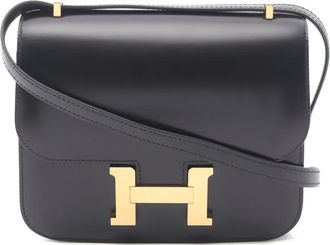 Herm&egrave;s Borsa a spalla Constance III mini con placca logo 2021 - Nero