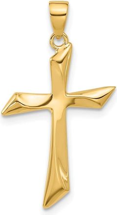 Diamond2Deal 14k Yellow Gold Polished Angled Cross Pendant