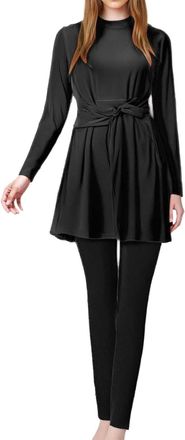 Generic Full Body Modest Swimsuit 3 Piece Burkini Women Long Sleeve Tops Swim Pants & Hijab Islamic UV Swimwear Rash Guard Beachwear