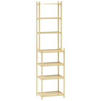 OEM Estanter&iacute;a De Ba&ntilde;o De Bamb&uacute;, Unidad De Almacenamiento De 7 Niveles, 44 Cm De Ancho, 33 Cm De Profundidad, 180 Cm De Alto, Capacidad De Carga De 28 Kg